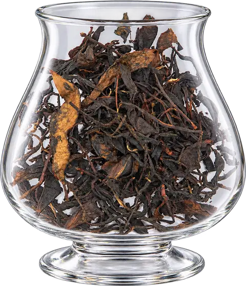 Pemeri Georgian GABA tea in a footed clear display vessel